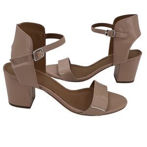 14th & Union Tan Ankle Strap Block Heel Sandals Size 8 1/2 Wide Women’s